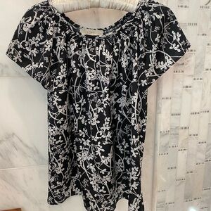 Smocked-neck blouse by LOFT